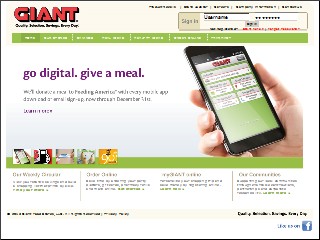 Web site www.giantpa.com, Giant Food Store